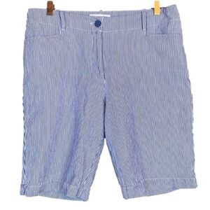 Talbots blue and white pinstripe seersucker Bermuda shorts Size 10